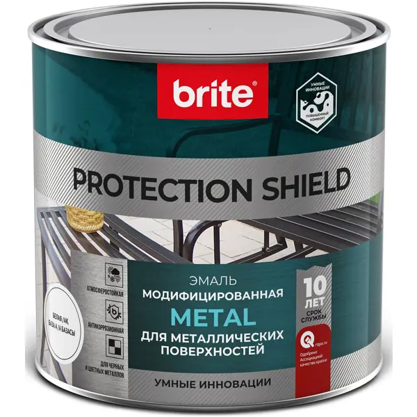 фото Грунт-эмаль по ржавчине brite protect shield полуматовая цвет белый 0.75 л