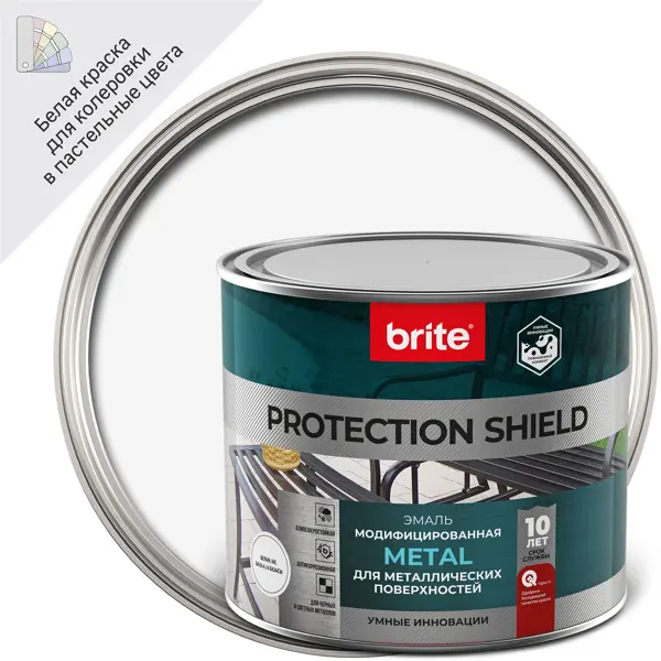 Грунт-эмаль по ржавчине Brite Protect Shield полуматовая цвет белый 1.8 л грунт эмаль по ржавчине brite protect shield полуматовая белый 0 75 л