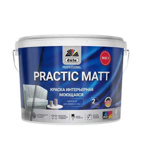 Краска для стен и потолков Dufa Prof Practic Matt матовая цвет прозрачный база Б3 2.5 л