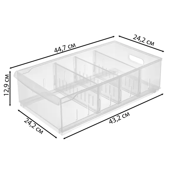 Контейнер Rolly 24.2x45x12.9 см 11.5 л пластик цвет прозрачный контейнер для холодильника ricco 37 5×11×9 5 см прозрачный