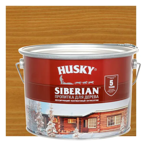 Пропитка для дерева Husky Siberian полуматовая цвет Орегон 9 л краска для дерева husky siberian моющаяся полуматовая прозрачная база с 2 7 л