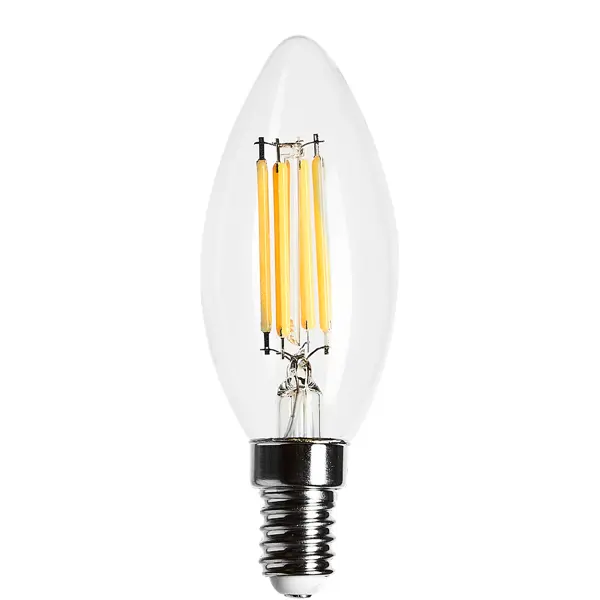 Лампа светодиодная филаментная Osram E14 220 В 5 Вт свеча прозрачная 520 лм тёплый белый свет, для диммера ночник свеча лошадка led от батареек 3хlr44 белый 4 7х4 7х10 5 см
