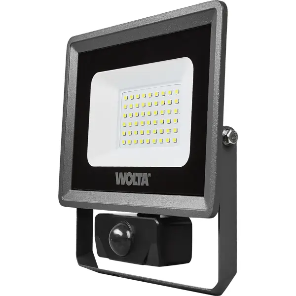 Прожектор светодиодный уличный Wolta WFL-50W/08S 50 Вт 5700 К IP65 нейтральный белый свет с датчиком движения прожектор светодиодный уличный wolta 30 вт 5700к ip65 нейтральный белый свет