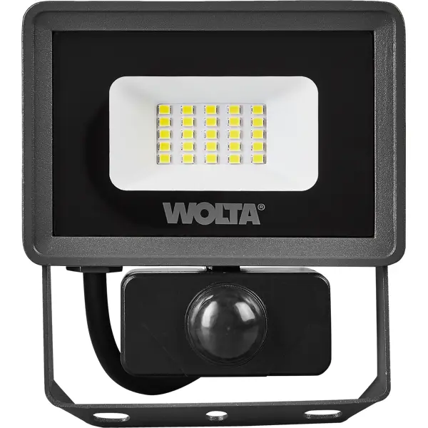 фото Прожектор светодиодный уличный wolta wfl-20w/08s 20 вт 5700 к ip65 нейтральный белый свет с датчиком движения