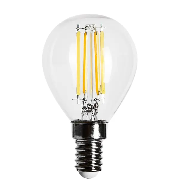 Лампа светодиодная филаментная Osram E14 220 В 5 Вт шар прозрачная 520 лм белый свет, для диммера кукла интерьерная свет дед мороз в сером клетчатом колпаке 52х15х14 см