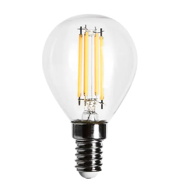Лампа светодиодная филаментная Osram E14 220 В 5 Вт шар прозрачная 520 лм тёплый белый свет, для диммера led xp 3725 3m 230v с синие светод прозрачный пр