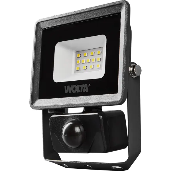 Прожектор светодиодный уличный Wolta WFL-10W/08S 10 Вт 5700 К IP65 нейтральный белый свет с датчиком движения охранно пожарный световой оповещатель wolta