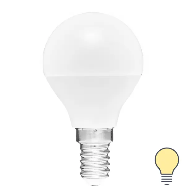 Лампа светодиодная Volpe E14 220-240 В 5 Вт шар малый матовая 470 лм теплый белый свет