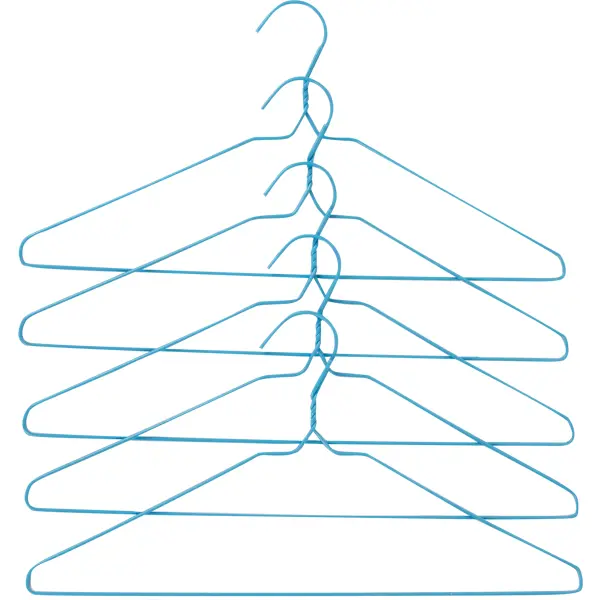 Набор вешалок для одежды 40.5x22x9 см сталь цвет голубой 5 шт вешалка для одежды 40x18 5x2 5 см пвх голубой