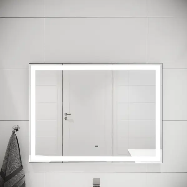 Зеркало для ванной Status с подсветкой 80x60 см цвет серый зеркало 64x85 см серый матовый sanflor модена c03220