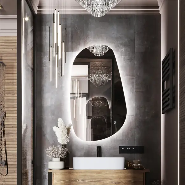 Зеркало для ванной Omega Glass Марсель SD44 с подсветкой 60x100 см ассиметричное зеркало для ванной сиена sen50x70 ассиметричное 50x70 см