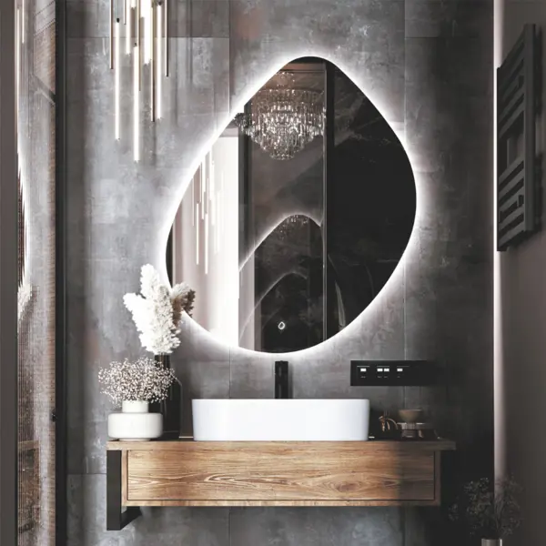 Зеркало для ванной Omega Glass Бордо SD57 с подсветкой 76x90 см ассиметричное зеркало для ванной omega glass nnf107 50x70 см овальное