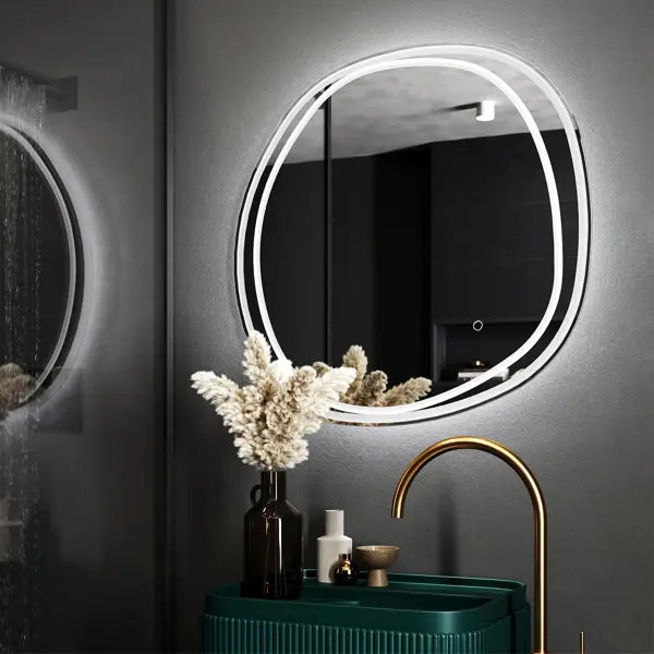 Зеркало для ванной Omega Glass Порто SD40 с подсветкой 73x73 см ассиметричное зеркало для ванной omega glass порто sd40 с подсветкой 73x73 см ассиметричное