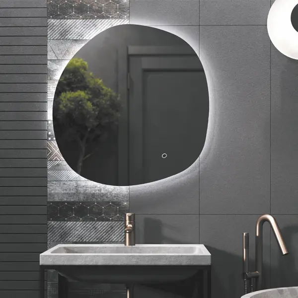 Зеркало для ванной Omega Glass Лилль SD43 с подсветкой 60x65 см ассиметричное пленка защитная uv glass для задней панели для zte voyage 30 pro