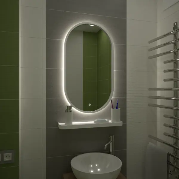 Зеркало с подсветкой и полкой Image White LED 45x80 см зеркало для ванной image gray с подсветкой и полкой 45x80 см