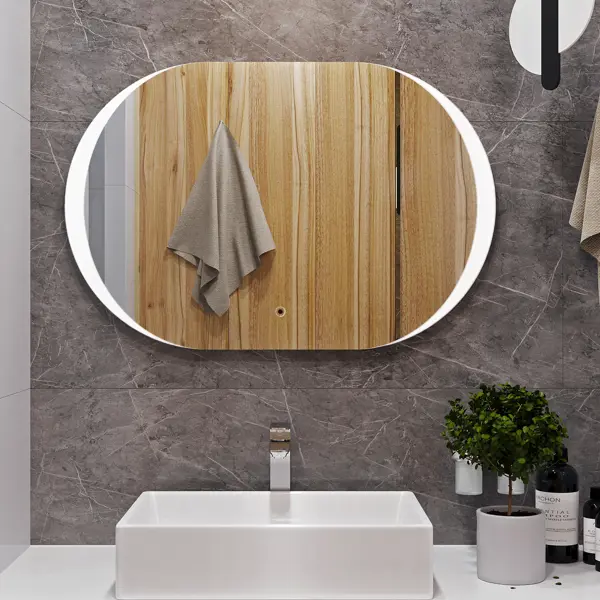 Зеркало для ванной Omega Glass Тур SD68 с подсветкой 90x60 см овальное зеркало с подсветкой и полкой image white led 45x80 см