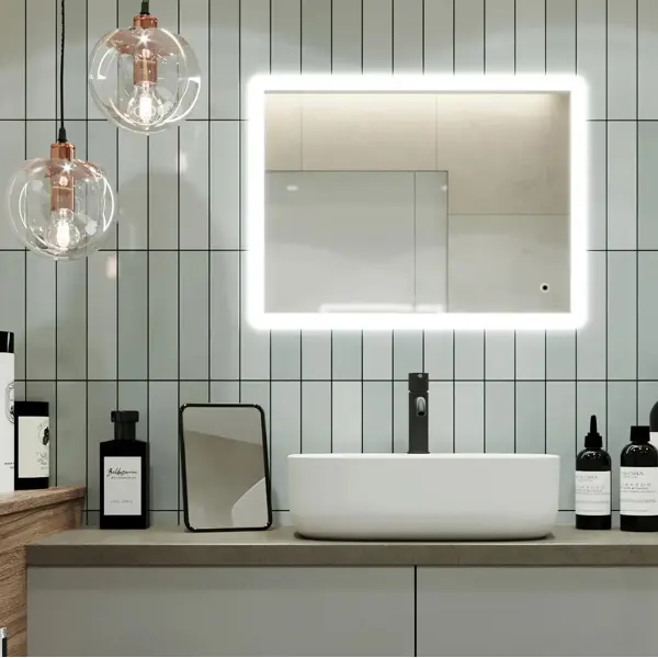 Зеркало для ванной Omega Glass Руан SD65 с подсветкой 80x60 см прямоугольное зеркало для ванной omega glass дижон sd58 60x85 см асимметричное с подсветкой