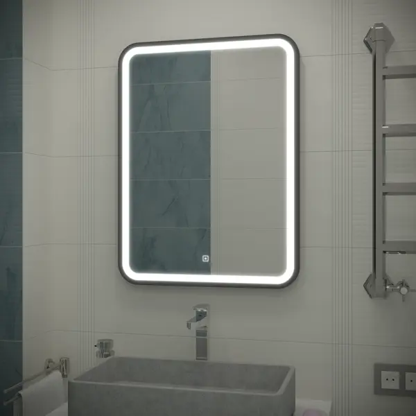 Зеркало с подсветкой Simple Gray LED 60x80 см складное двойной зеркало camelion