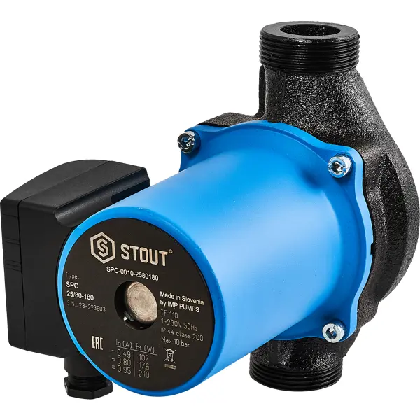 Насос циркуляционный Stout 25-80 180 мм насос циркуляционный stout spc 0001 2580180 25 80 180 для заполнения системы отопления