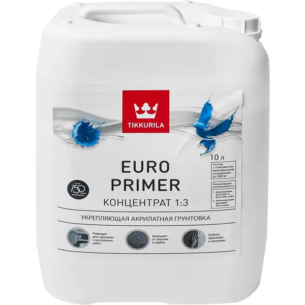 Грунтовка универсальная Tikkurila «Euro Primer» 10 л грунтовка универсальная litokol primer a 10 л