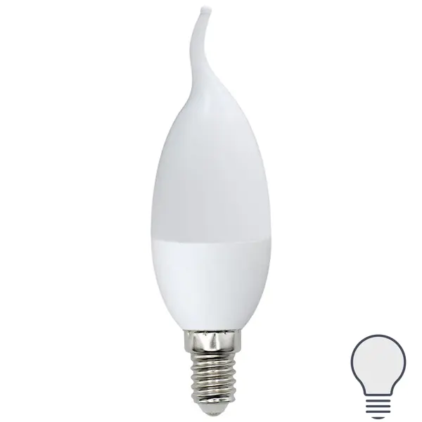 Лампа светодиодная Volpe E14 220-240 В 6 Вт свеча на ветру матовая 600 лм нейтральный белый свет лампа светодиодная gauss filament milky е14 5 вт свеча на ветру 590 лм теплый белый желтый свет