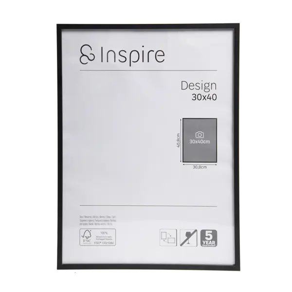 Рамка Inspire Design 30x40 см цвет черный рамка inspire rose 30x40 см дерево светлый бук