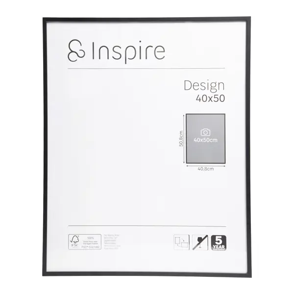 Рамка Inspire Design 40x50 см алюминий цвет черный рамка inspire ebro 40x50 см темный дуб