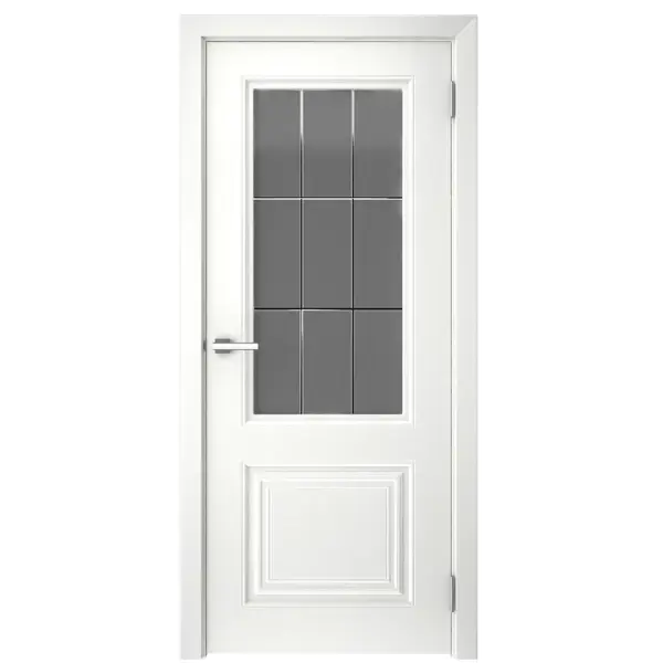 Дверь межкомнатная остеклённая с замком и петлями в комплекте Скин 2 70x200 см эмаль цвет белый дверь межкомнатная британия остеклённая эмаль белый 90x200 см с замком