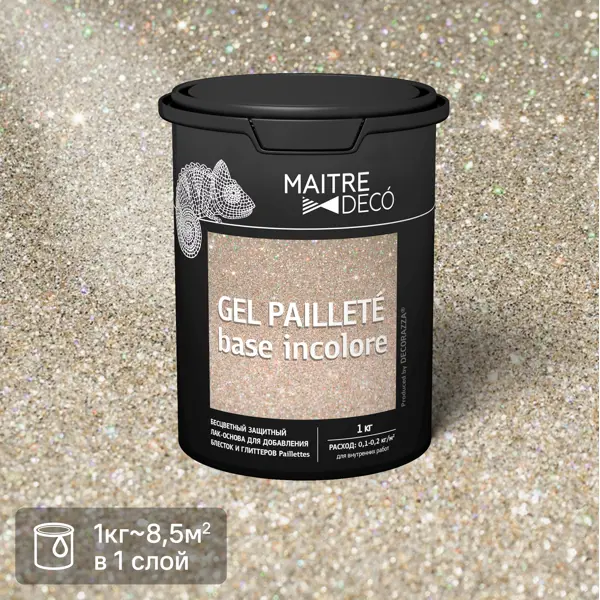 Лак-основа Maitre Deco «Gel Paillete Base Incolore» бесцветный 1 кг основа тональная eveline wonder match lumi тон 20 nude 30 мл