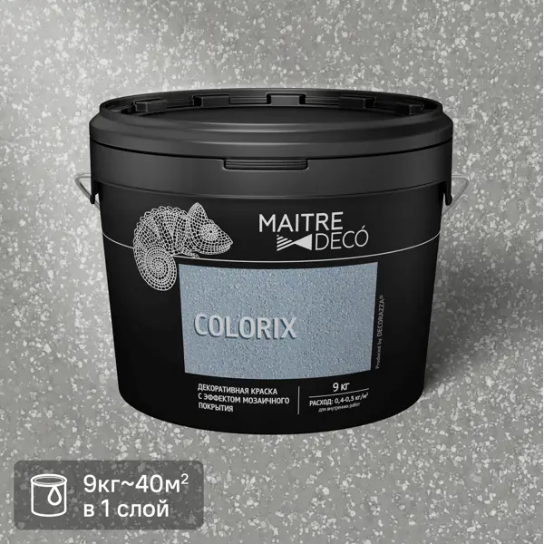 Декоративная краска Maitre Deco Colorix с эффектом мозаичного покрытия 9 кг лак перламутровый maitre deco décor патина 0 2 л золотой