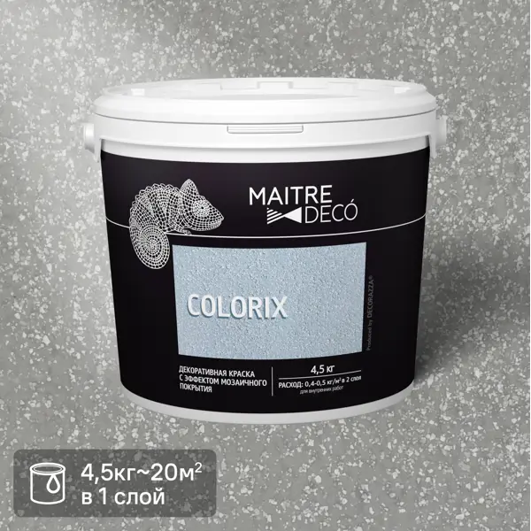 фото Декоративная краска maitre deco colorix с эффектом мозаичного покрытия 4.5 кг