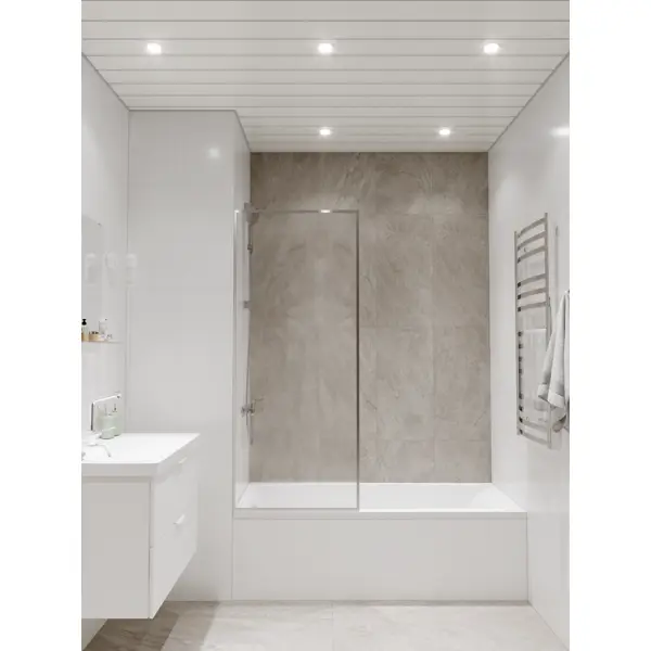 Комплект потолка для ванной 1.72x1.7 м цвет белый глянцевый/металлик релинг мдф вайнскот эмаль белый 2070x60x12 мм широкий