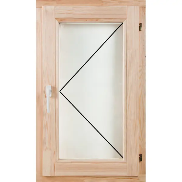 Окно деревянное одностворчатое сосна 960x580 мм (ВхШ) поворотное однокамерный стеклопакет цвет натуральный