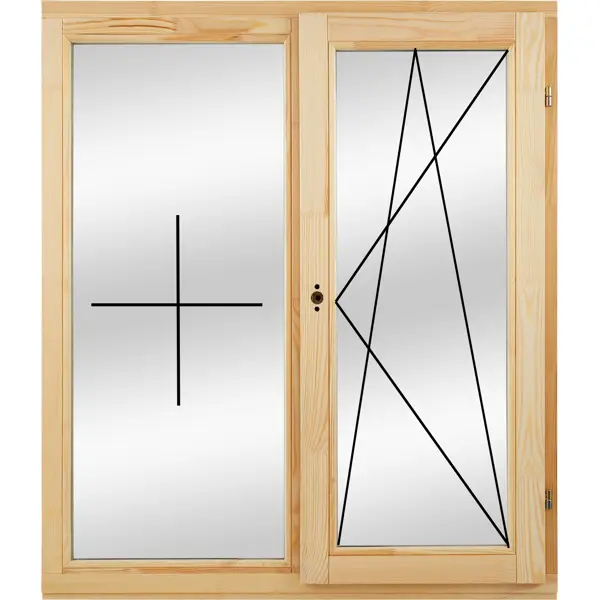 Окно деревянное двустворчатое сосна 1160x1000 мм (ВxШ) глухое/поворотное однокамерный стеклопакет цвет натуральный
