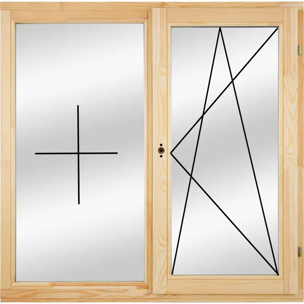 Окно деревянное двустворчатое сосна 1160x1170 мм (ВxШ) глухое/поворотное однокамерный стеклопакет цвет натуральный