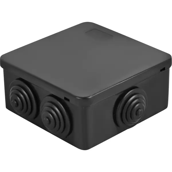 фото Распределительная коробка открытая lexman 100х100х55 мм 6 вводов ip55 цвет черный
