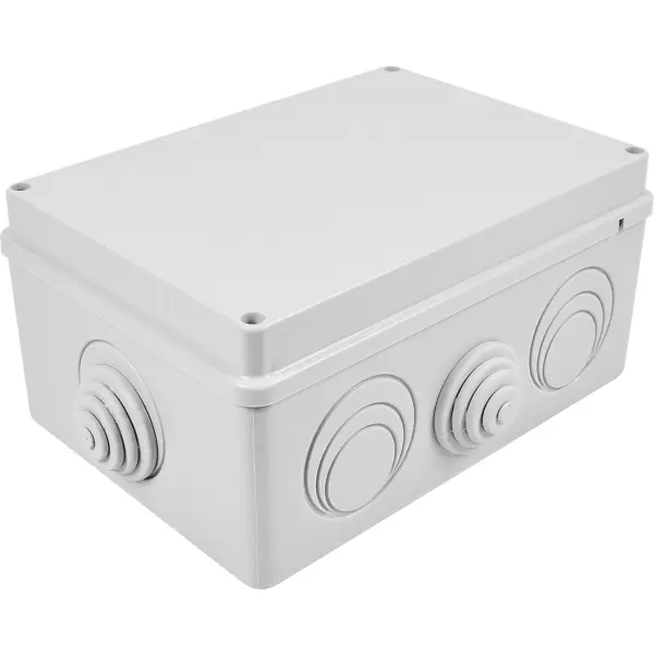 Распределительная коробка открытая Lexman 210х150х100 мм 8 вводов IP55 цвет серый коробка уравнивания потенциалов открытая lexman 85х85х40 мм 6 вводов ip55 серый