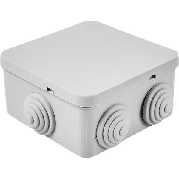 Коробка уравнивания потенциалов открытая Lexman 85х85х40 мм 6 вводов IP55 цвет серый распределительная коробка открытая tdm 80x80x50 мм 7 вводов ip54 сосна
