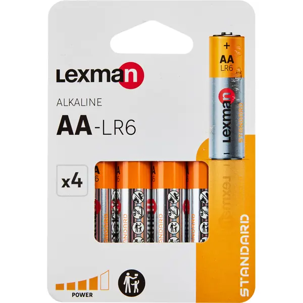 Батарейка алкалиновая Lexman АА 4 шт. батарейка lexman standard aaa lr03 алкалиновая 4 шт