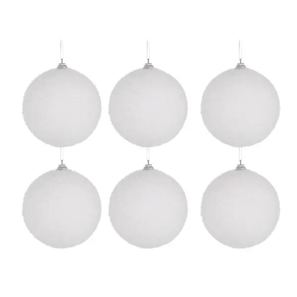 Набор ёлочных шаров флокированных 6 см цвет белый, 6 шт. набор ёлочных шаров 10 см цвет серебро 24 шт