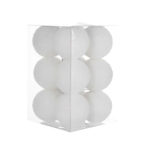 Набор ёлочных шаров флокированных 6 см цвет белый, 12 шт. коврики 3d в салон для volkswagen polo 2010 2020 седан полиуретан набор 4 шт