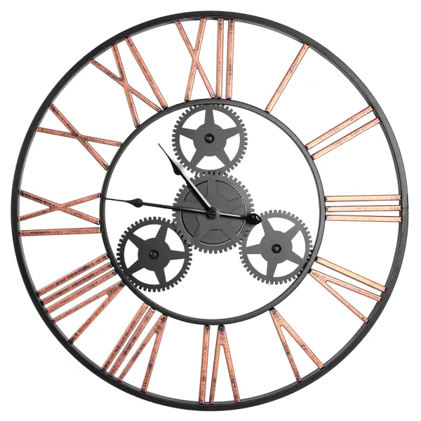 Часы настенные Dream River Шестеренки GH60189 круглые металл цвет черно-золотой бесшумные ø58 бесшумные часы будильник apeyron