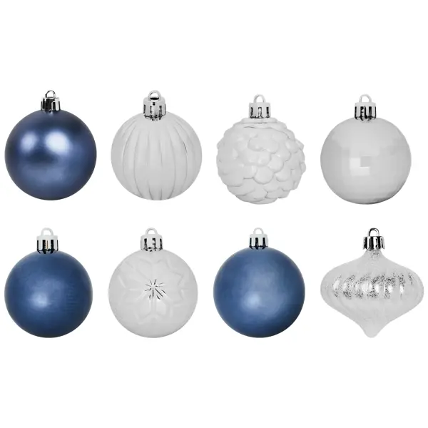 Набор новогодних шаров Christmas ø5-6 см цвет синий 25 шт. набор ёлочных шаров флокированных 6 см белый 6 шт