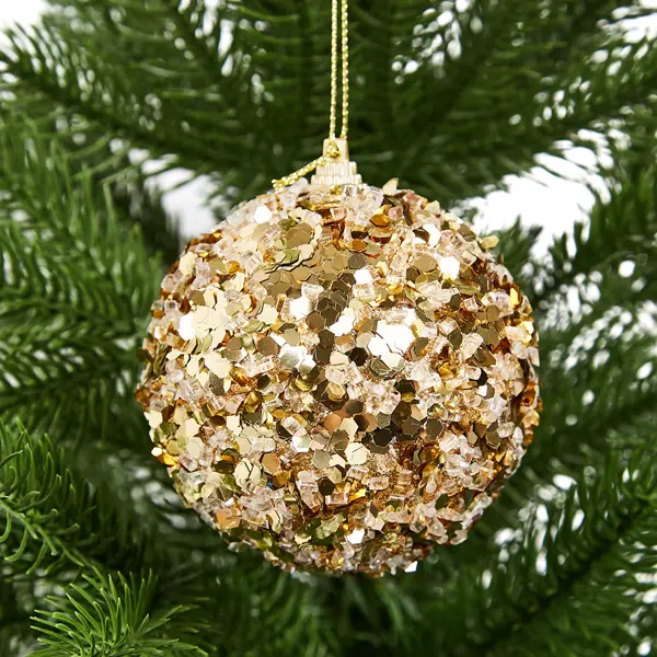 Елочное украшение Шар с золотистыми блестками Christmas ø8 см цвет золотой helene fischersocks christmas stocking