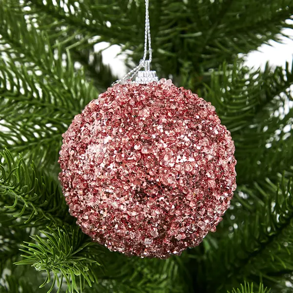 Елочное украшение Шар с розовыми блестками Christmas ø8 см цвет розовый ёлочное украшение поезд