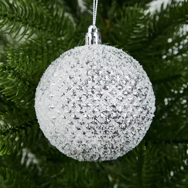 Елочное украшение Шар с узором Christmas ø7.8 см пластик цвет серебристый