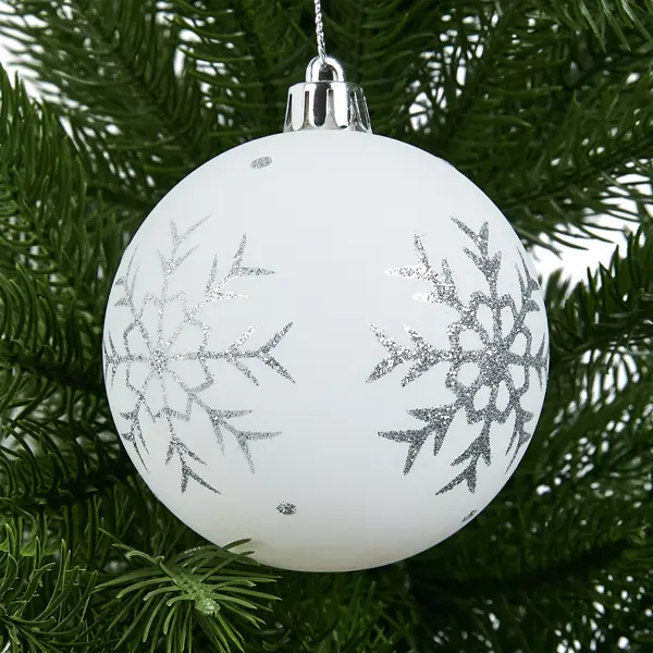 Елочное украшение Шар с узором Christmas ø7.8 см цвет белый украшение светодиодное снежинка для дома 1 светодиод 45 см белый