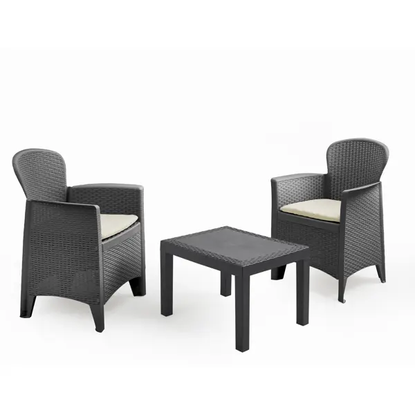 Набор садовой мебели Akita пластик коричневый: стол, два кресла с подушками набор садовой мебели стол 2 кресла коричневый