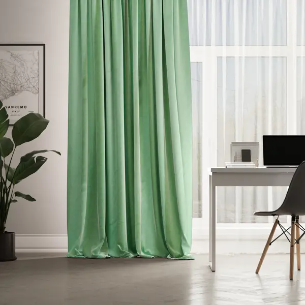 Штора Замша однотонная 160x260 цвет зеленый лента штора на ленте для кухни аликанте 160x260 см цвет зеленый