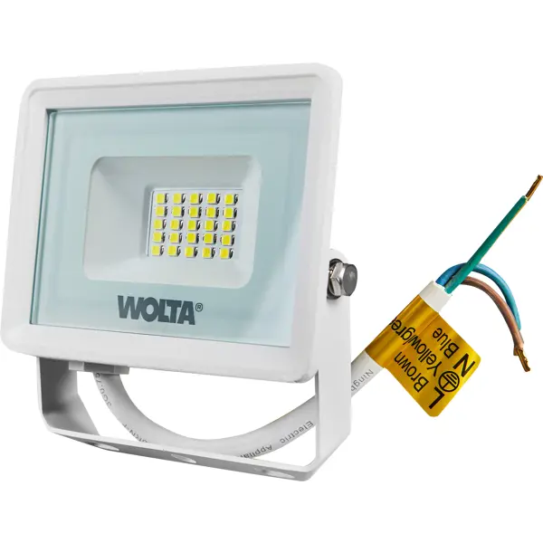 Прожектор светодиодный уличный SMD Wolta WFL-20W/08W 20 Вт 5700 К нейтральный белый свет прожектор светодиодный уличный wolta wfl 50w 08s 50 вт 5700 к ip65 нейтральный белый свет с датчиком движения
